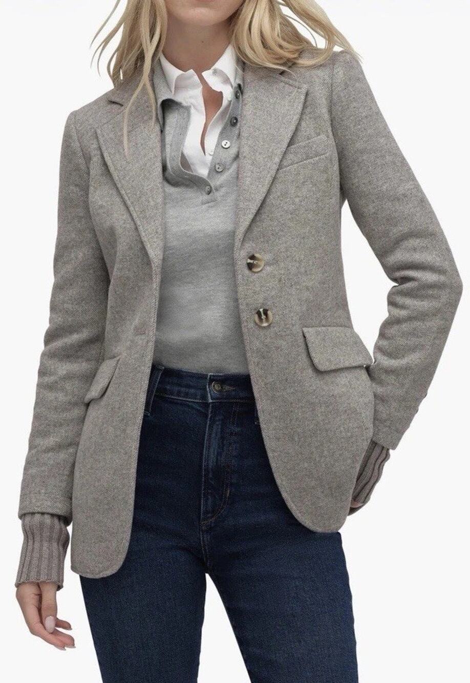 Favorite Daughter The City Layered Blazer Women’s XXL Gray Classic Cashmere Cuff